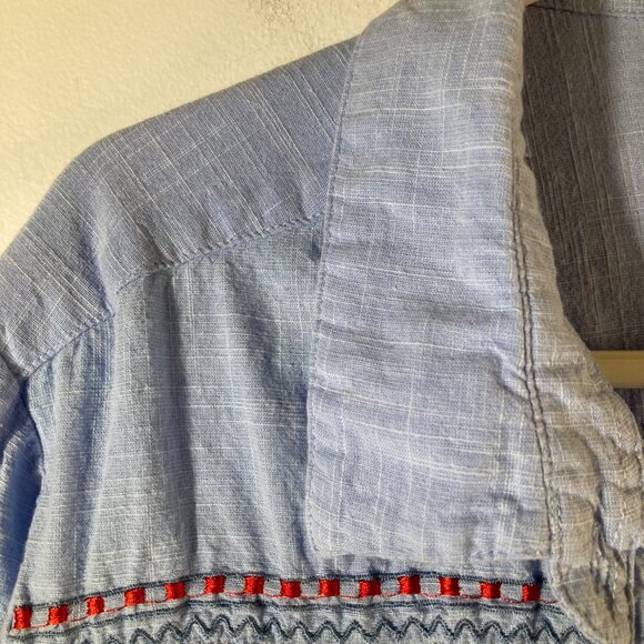 Womens Vintage Collections Etc Embroidered Button Shirt 2XL Blue White Red - Picture 6 of 9